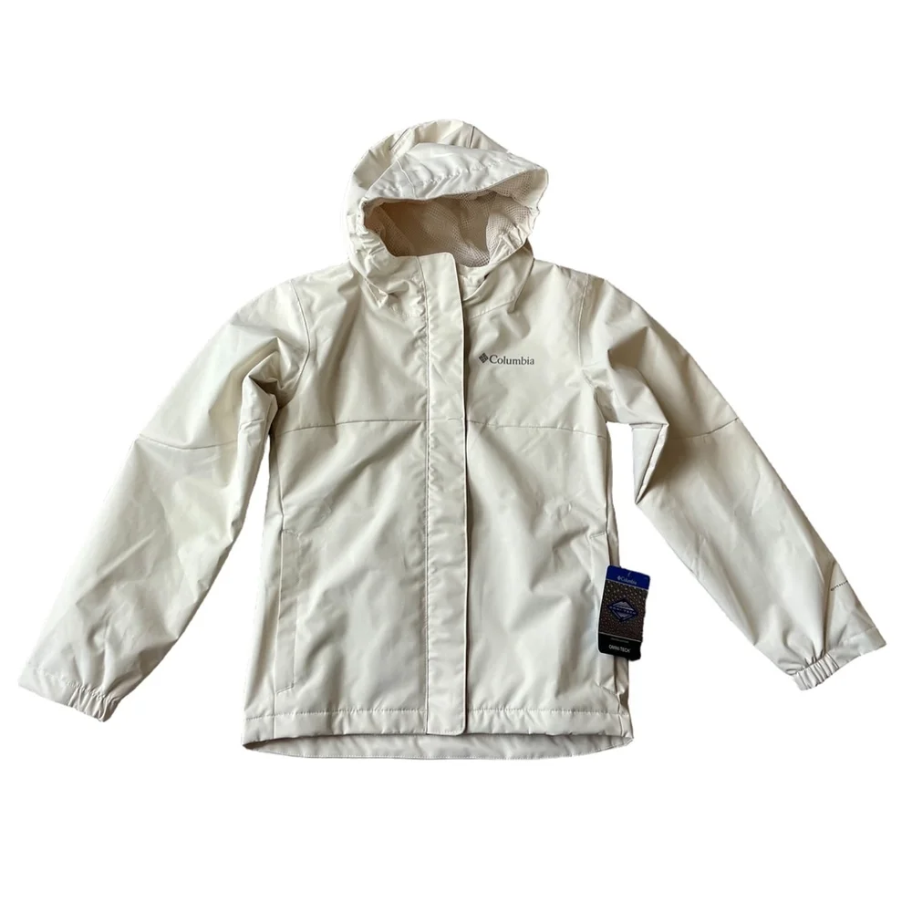 Columbia Youth Hikebound Omni Tech Waterproof Rain Jacket XS Cream NWT